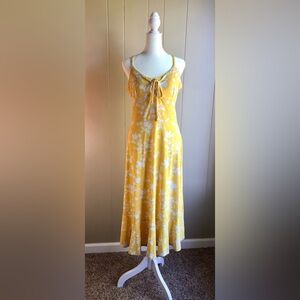 MICHAEL KORS Yellow White Y2K Floral Midi Sundress Size MEDIUM